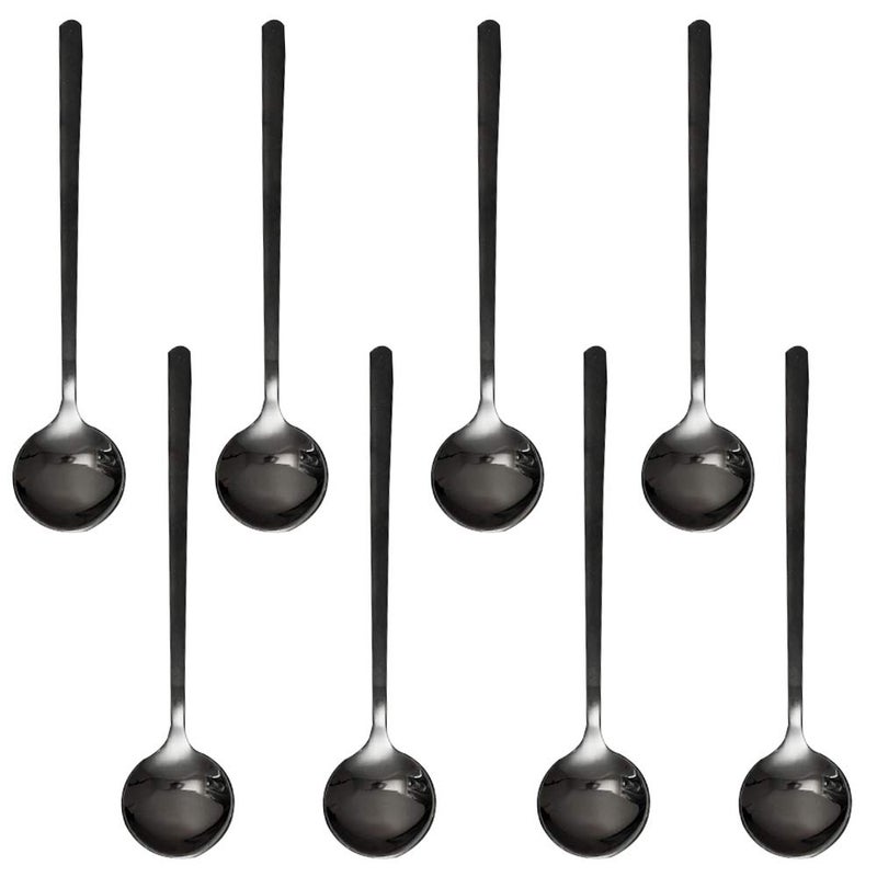 findTop Pack of 8, Black Stainless Steel Espresso Spoons, findTop Mini Teaspoons Set for Coffee Sugar Dessert Cake Ice Cream Soup Antipasto Cappuccino, 5.3 Inch - Image 1
